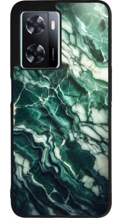 OPPO A57 5G Case Hülle - Silikon schwarz Majestätischer grüner Marmor