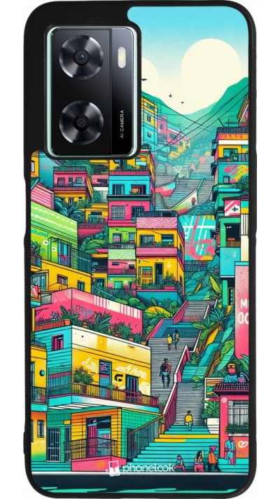 OPPO A57 5G Case Hülle - Silikon schwarz Medellin Comuna 13 Kunst