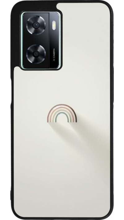 OPPO A57 5G Case Hülle - Silikon schwarz Mini Regenbogen Minimal