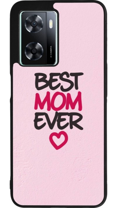 OPPO A57 5G Case Hülle - Silikon schwarz Mom 2023 best Mom ever pink