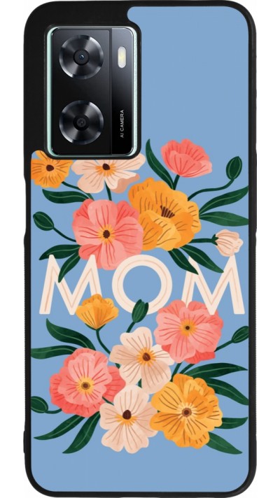 Coque OPPO A57 5G - Silicone rigide noir Mom 2026 Flowers