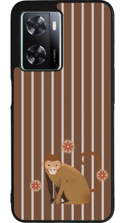 OPPO A57 5G Case Hülle - Silikon schwarz Monkey with stripes