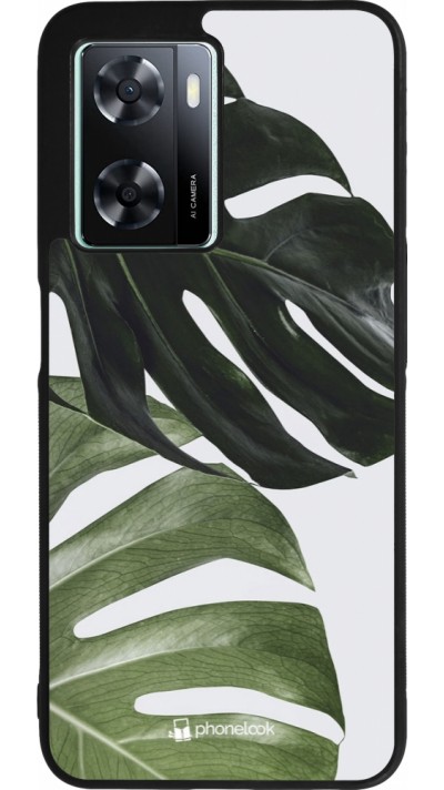 OPPO A57 5G Case Hülle - Silikon schwarz Monstera Plant