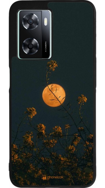 OPPO A57 5G Case Hülle - Silikon schwarz Moon Flowers