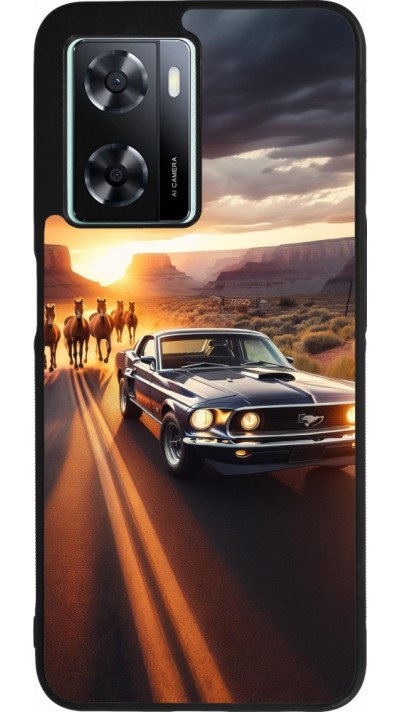 OPPO A57 5G Case Hülle - Silikon schwarz Mustang 69 Grand Canyon