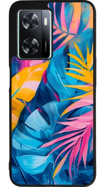 OPPO A57 5G Case Hülle - Silikon schwarz Palms Blue