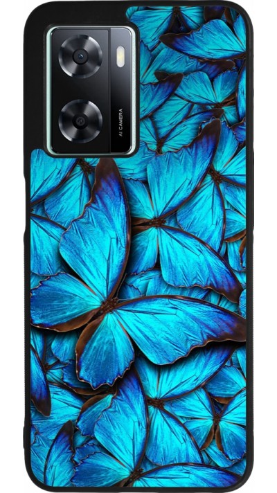 OPPO A57 5G Case Hülle - Silikon schwarz Papillon bleu