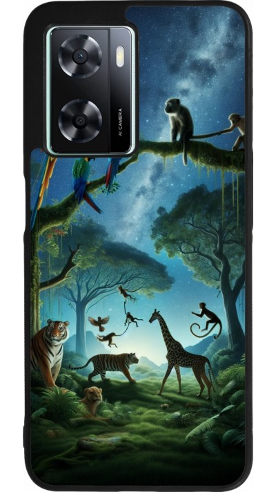 OPPO A57 5G Case Hülle - Silikon schwarz Paradies der exotischen Tiere