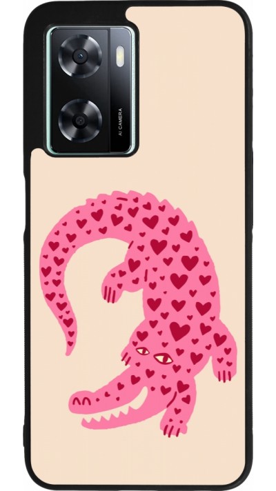 OPPO A57 5G Case Hülle - Silikon schwarz Pink crocodile 2026