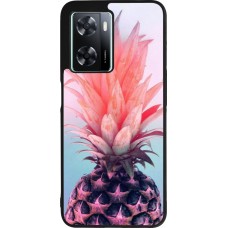 OPPO A57 5G Case Hülle - Silikon schwarz Purple Pink Pineapple