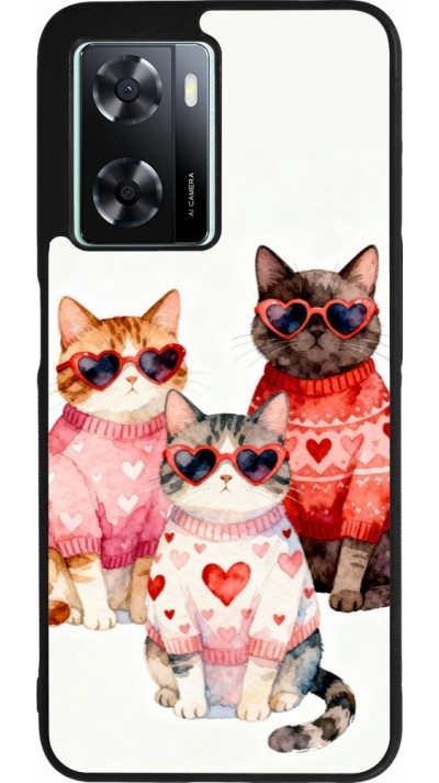 OPPO A57 5G Case Hülle - Silikon schwarz Saint Valentines Day 26 Cat Love