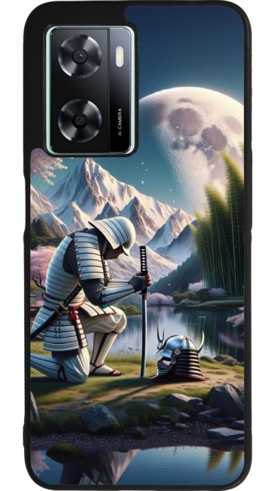 OPPO A57 5G Case Hülle - Silikon schwarz Samurai Katana Mond