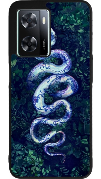 OPPO A57 5G Case Hülle - Silikon schwarz Snake Blue Anaconda