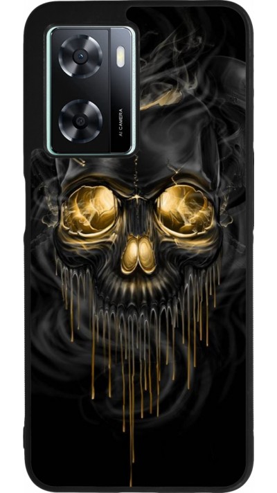 OPPO A57 5G Case Hülle - Silikon schwarz Skull 02