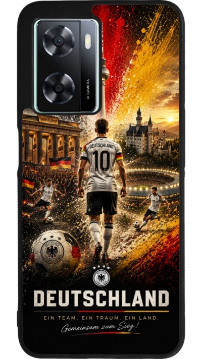 Coque OPPO A57 5G - Silicone rigide noir Football Allemagne splash 2026