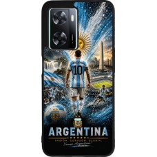 Coque OPPO A57 5G - Silicone rigide noir Football Argentine splash 2026