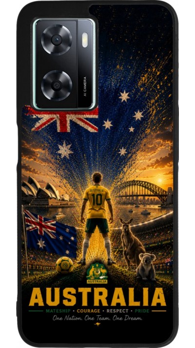 Coque OPPO A57 5G - Silicone rigide noir Football Australie splash 2026