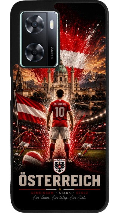 Coque OPPO A57 5G - Silicone rigide noir Football Autriche splash 2026