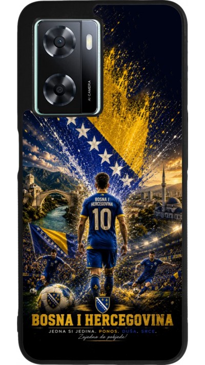 Coque OPPO A57 5G - Silicone rigide noir Football Bosnie-Herzégovine splash 2026