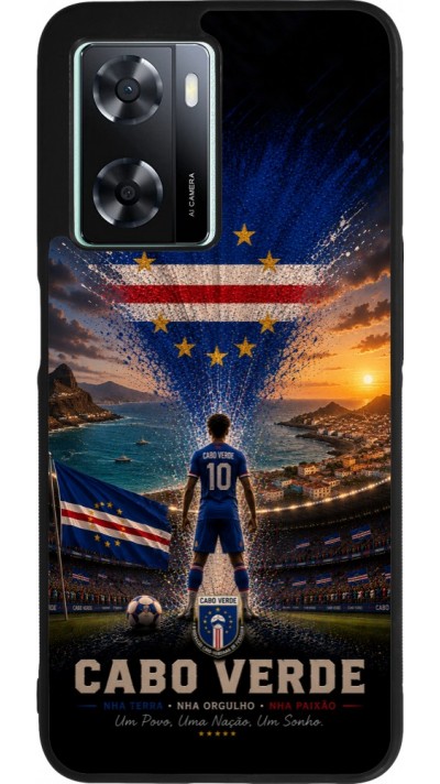 Coque OPPO A57 5G - Silicone rigide noir Football Cap-Vert splash 2026