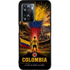 Coque OPPO A57 5G - Silicone rigide noir Football Colombie splash 2026