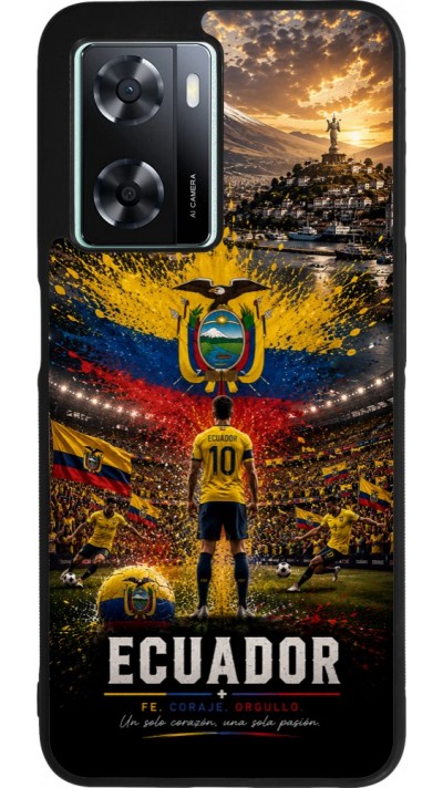 Coque OPPO A57 5G - Silicone rigide noir Football Équateur splash 2026