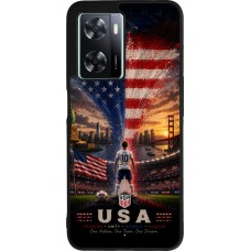 Coque OPPO A57 5G - Silicone rigide noir Football États-Unis splash 2026