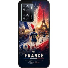 Coque OPPO A57 5G - Silicone rigide noir Football France splash 2026