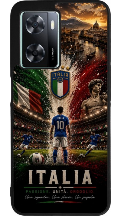 Coque OPPO A57 5G - Silicone rigide noir Football Italie splash 2026
