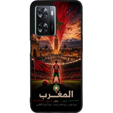 Coque OPPO A57 5G - Silicone rigide noir Football Maroc splash 2026