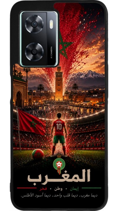 Coque OPPO A57 5G - Silicone rigide noir Football Maroc splash 2026