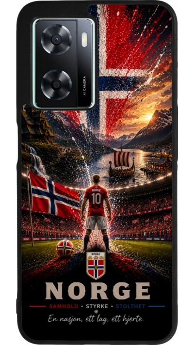 Coque OPPO A57 5G - Silicone rigide noir Football Norvège splash 2026