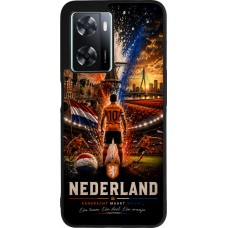 Coque OPPO A57 5G - Silicone rigide noir Football Pays-Bas splash 2026
