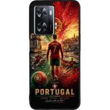 Coque OPPO A57 5G - Silicone rigide noir Football Portugal splash 2026