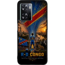 Coque OPPO A57 5G - Silicone rigide noir Football République démocratique du Congo splash 2026