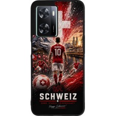Coque OPPO A57 5G - Silicone rigide noir Football Schweiz splash 2026