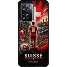 Coque OPPO A57 5G - Silicone rigide noir Football Suisse splash 2026