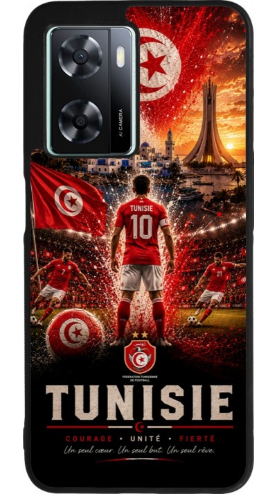 Coque OPPO A57 5G - Silicone rigide noir Football Tunisie splash 2026