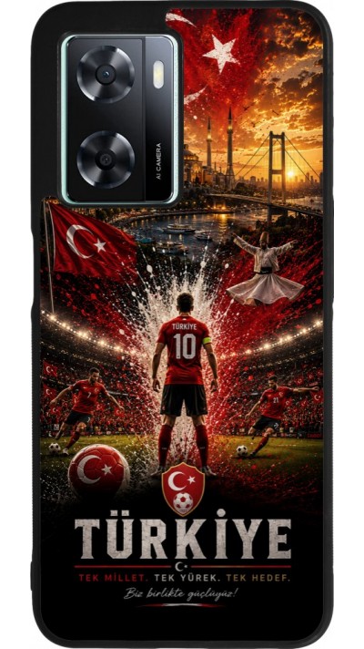 Coque OPPO A57 5G - Silicone rigide noir Football Turquie splash 2026