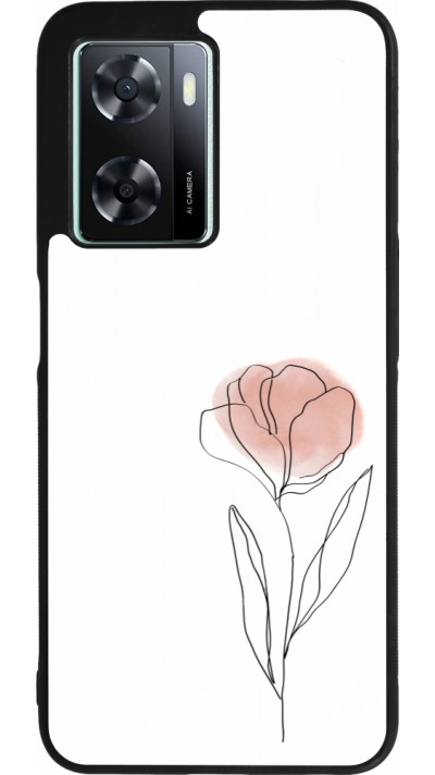 OPPO A57 5G Case Hülle - Silikon schwarz Spring 23 minimalist flower