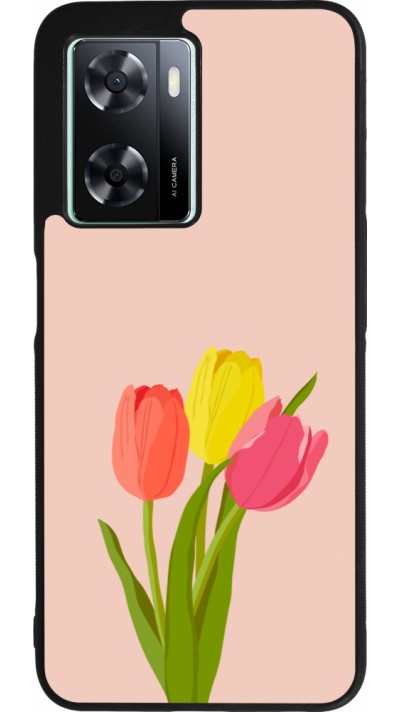 OPPO A57 5G Case Hülle - Silikon schwarz Spring 23 tulip trio