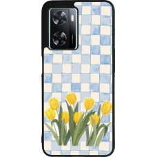 Coque OPPO A57 5G - Silicone rigide noir Blue vichy tulips Spring 2026