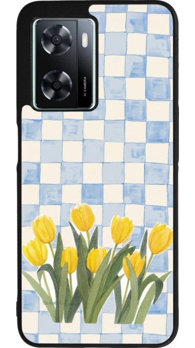 OPPO A57 5G Case Hülle - Silikon schwarz Blue vichy tulips Spring 2026