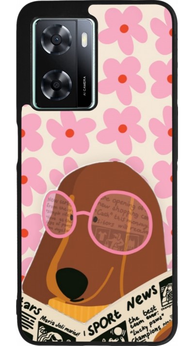 OPPO A57 5G Case Hülle - Silikon schwarz Dog with newspaper Spring 2026