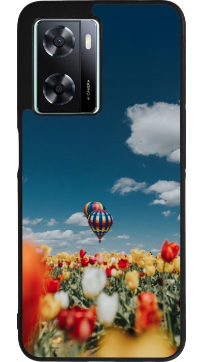OPPO A57 5G Case Hülle - Silikon schwarz Hot air balloon Spring 2026