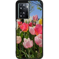 Coque OPPO A57 5G - Silicone rigide noir Tulips Spring 2026