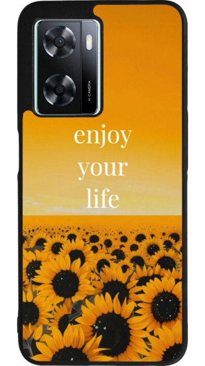 OPPO A57 5G Case Hülle - Silikon schwarz Summer 2026 Enjoy your life