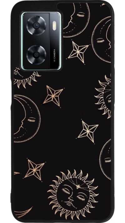 OPPO A57 5G Case Hülle - Silikon schwarz Suns and Moons