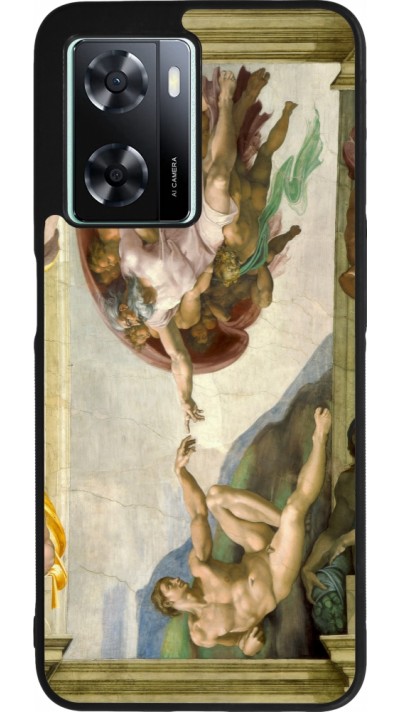 OPPO A57 5G Case Hülle - Silikon schwarz Kunstbild - Die Erschaffung Adams - Michelangelo