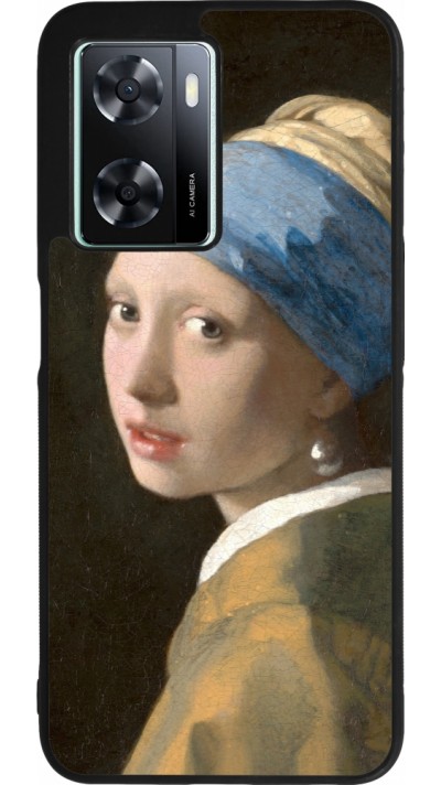 OPPO A57 5G Case Hülle - Silikon schwarz Kunstbild - Das Mädchen mit dem Perlenohrring - Jan Vermeer